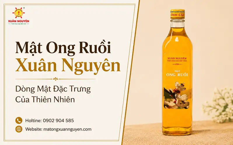 Mật Ong Ruồi Xuân Nguyên được sản xuất từ mật ong ruồi nguyên chất, không pha trộn với các loại mật khác
