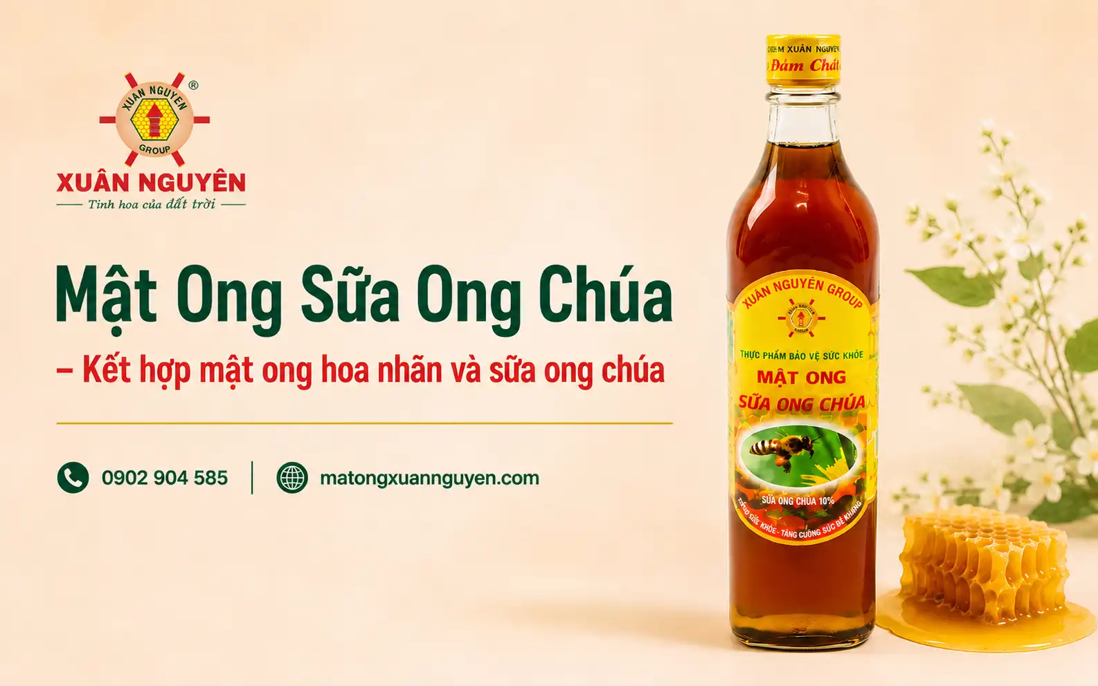 Mật ong sữa ong chúa Xuân Nguyên hỗ trợ điều trị các bệnh lí về tiêu hóa: đầy bụng, khó tiêu; giảm cholesteron, hỗ trợ điều trị tim mạch, tiểu đường, cân bằng huyết áp, tăng cường hệ miễn dịch cho cơ thể